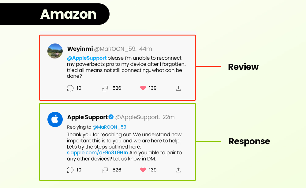 Negative Review Response Example - Amazon