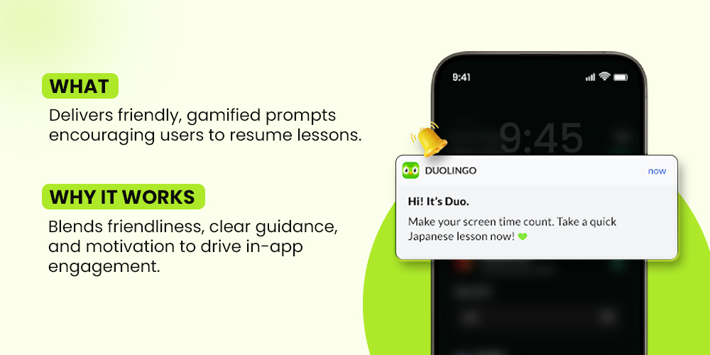 Mobile Push Notification Example - Duolingo