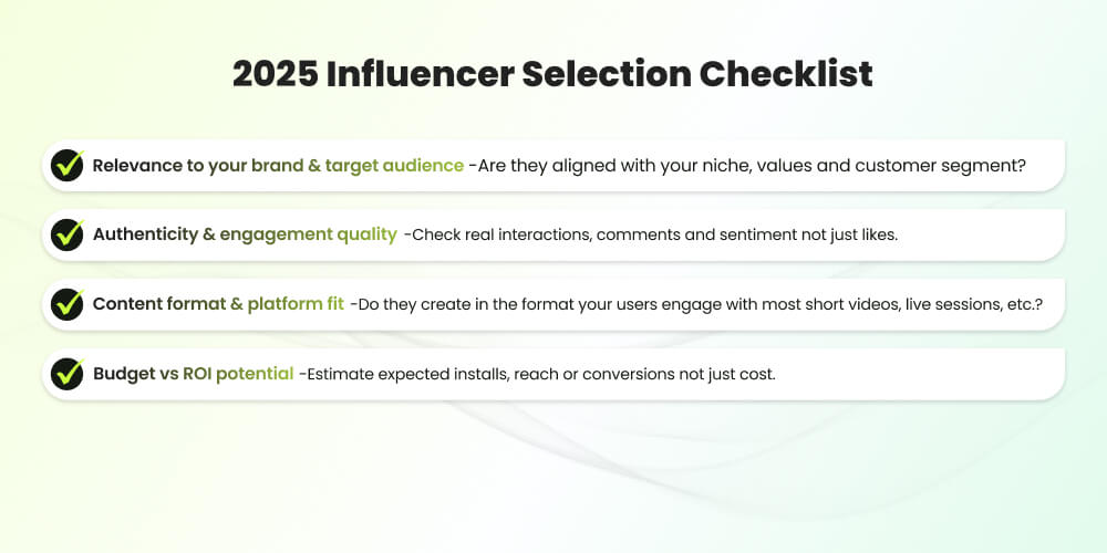 Influencer checklist