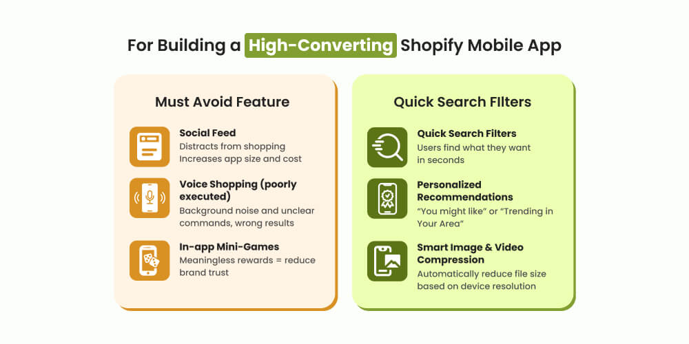Must have features of high converting shopify mobile app